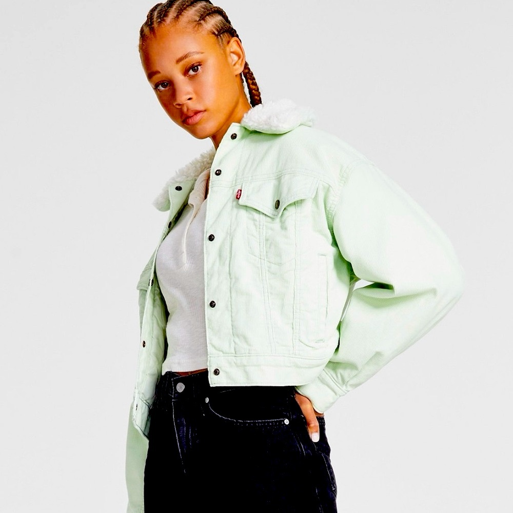 LEVI’S Sherpa Baby Baggy Cropped Trucker Jacket, NWT